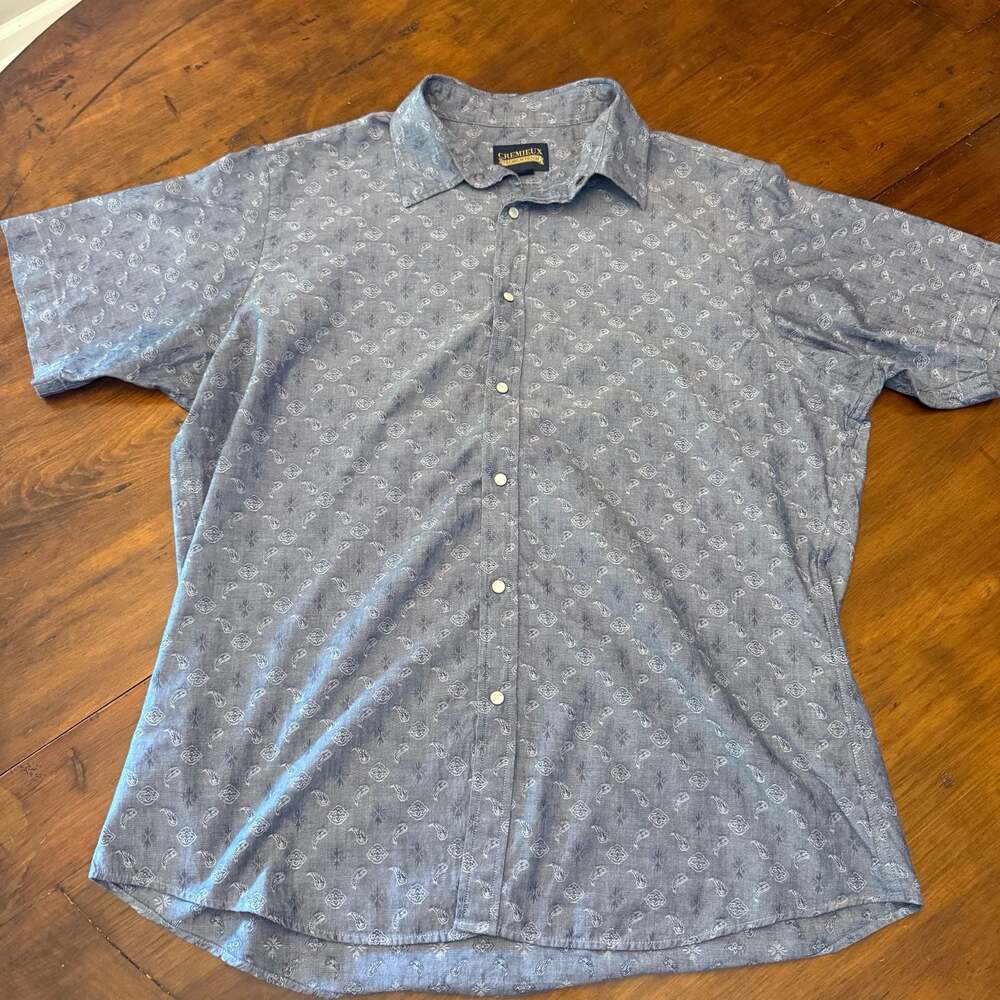 Island Republic Vintage Collection 100% Silk Palm Leaf Print Short Sleeve Shirt